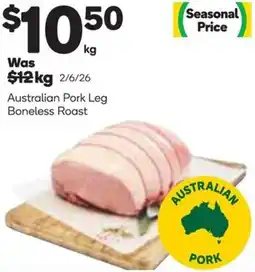 Woolworths Australian Pork Leg Boneless Roast offer