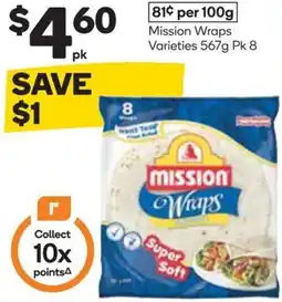 Woolworths Mission Wraps Varieties offer
