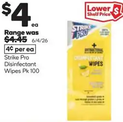 Woolworths Strike Pro Disinfectant Wipes offer
