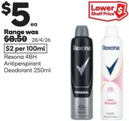 Woolworths Rexona 48h antiperspirant deodorant offer