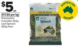 Woolworths Woolworths Australian Baby Leaf Spinach Pack offer