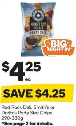 Woolworths Red Rock Deli, Smith's or Doritos Party Size Chips offer