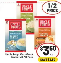 IGA Uncle Tobys Oats Quick Sachets offer