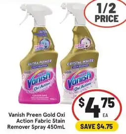 IGA Vanish preen gold oxi action fabric stain remover spray offer