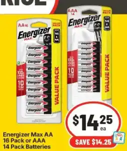 IGA Energizer max aa or aaa batteries offer