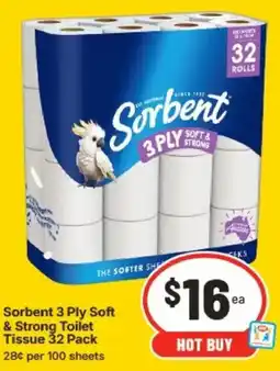 IGA Sorbent 3 Ply Soft & Strong Toilet Tissue offer