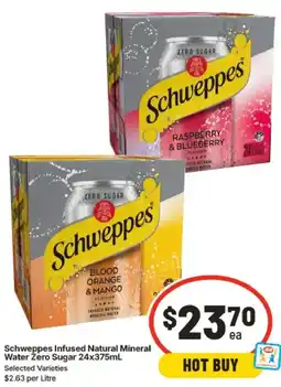 IGA Schweppes infused natural mineral water zero sugar offer