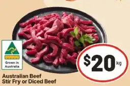 IGA Australian Beef Stir Fry or Diced Beef offer