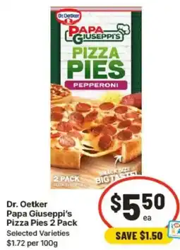 IGA Dr Oetker Papa Giuseppis Pizza Pies offer