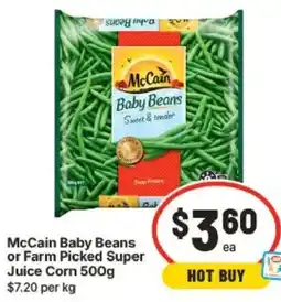 IGA McCain Baby Beans or Farm Picked Super Juice Corn offer