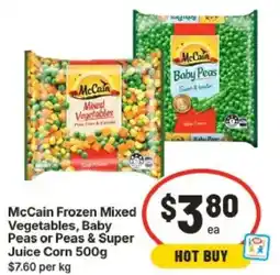 IGA McCain Frozen Mixed Vegetables Baby Peas or Peas & Super Juice Corn offer