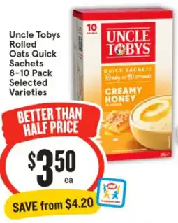 IGA Uncle Tobys Rolled Oats Quick Sachets offer