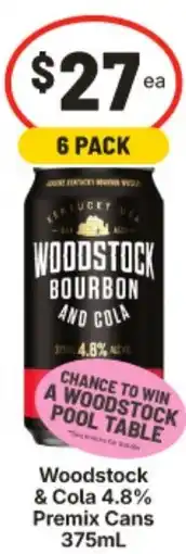 IGA Woodstock & Cola 4.8% Premix Cans offer