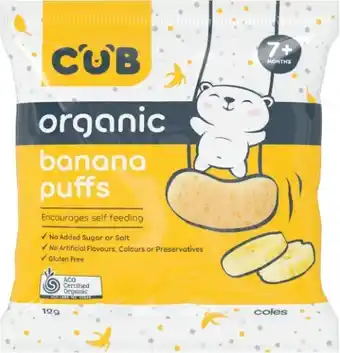 Coles CUB Organic Banana Puffs 7m+ 12g offer