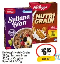 IGA Kelloggs Nutri Grain Sultana Bran or Original Special K offer