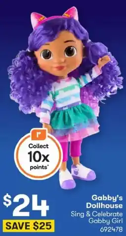 BIG W Gabbys Dollhouse Sing & Celebrate Gabby Girl offer