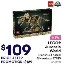 BIG W Lego jurassic world dinosaur fossils: triceratops offer