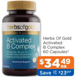 Good Price Pharmacy Herbs Of Gold Activated B Complex B Complex offer