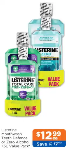 Good Price Pharmacy Listerine Mouthwash Teeth Defence or Zero Alcohol offer