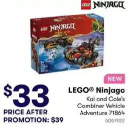 BIG W LEGO® Ninjago Kai and Cole's Combiner Vehicle Adventure offer