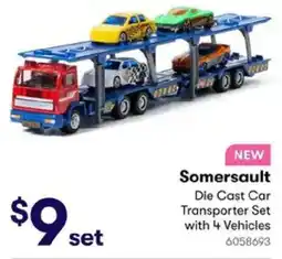 BIG W Somersault Die Cast Car Transporter Set with 4 Vehicles offer
