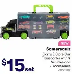 BIG W Somersault Carry & Store Car Transporter with 4 Vehicles and 7 Accessories offer