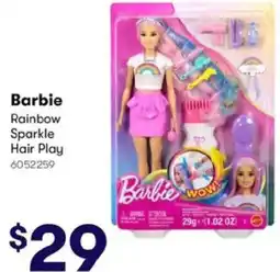 BIG W Barbie Rainbow Sparkle Hair Play offer