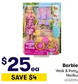 BIG W Barbie Walk & Potty Malibu offer