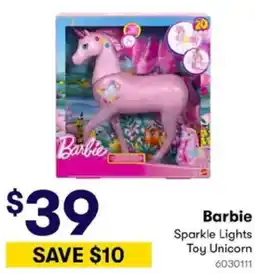BIG W Barbie Sparkle Lights Toy Unicorn offer