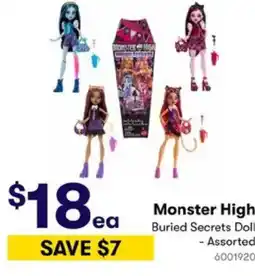 BIG W Monster High Buried Secrets Doll offer