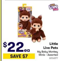 BIG W Little Live Pets My Baby Monkey Minis offer