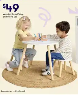 BIG W Wooden Round Table and Stools Set offer