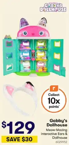BIG W Gabby's Dollhouse Meow-Mazing Interactive Ears & Dollhouse offer