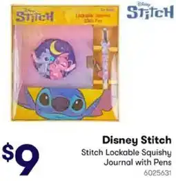 BIG W Disney Stitch Stitch Lockable Squishy Journal with Pens offer