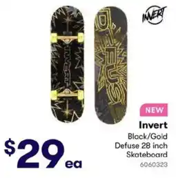 BIG W Invert Black/Gold Defuse 28 inch Skateboard offer