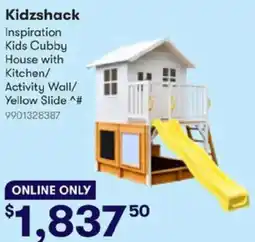 BIG W Kidzshack Inspiration Kids Cubby House with Kitchen/ Activity Wall/ Yellow Slide offer