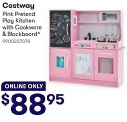 BIG W Costway Pink Pretend Play Kitchen with Cookware & Blackboard offer