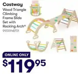 BIG W Costway Wood Triangle Climbing Frame Slide Set with Rocking Arch offer