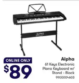 BIG W Alpha 61 Keys Electronic Piano Keyboard w/ Stand offer