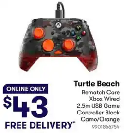 BIG W Turtle Beach Rematch Core Xbox Wired 2.5m USB Game Controller Black Camo/Orange offer