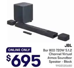 BIG W JBL Bar 800 720W 5.1.2 Channel Virtual Atmos Soundbar Speaker offer