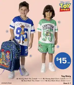 BIG W Toy Story Woody Mesh Tee, Cobalt, Woody Mesh Short, Cobalt, Buzz Mesh Tee, Green, Buzz Mesh Short, Green offer