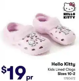 BIG W Hello Kitty Kids Lined Clogs offer