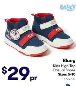 BIG W Bluey Kids High Top Casual Shoes offer