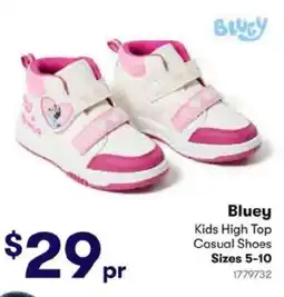 BIG W Bluey Kids High Top Casual Shoes offer