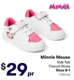 BIG W Minnie Mouse Kids Tab Casual Shoes offer