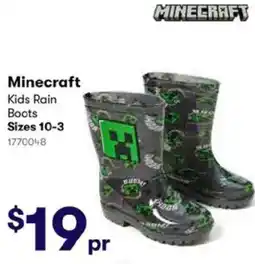 BIG W Minecraft Kids Rain Boots offer