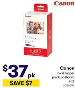 BIG W Canon Ink & Paper pack postcard size offer