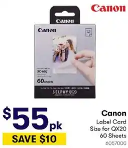 BIG W Canon Label Card Size for QX20. offer