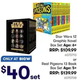 BIG W Star Wars 12 Graphic Novel Box Set Age: 6+ or Real Pigeons 13 Book Box Set Age: 5+ offer